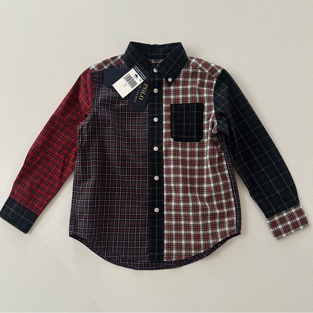 Polo Ralph Lauren Boys 4 Plaid Shirt Holiday Christmas Red Green Blue NWT